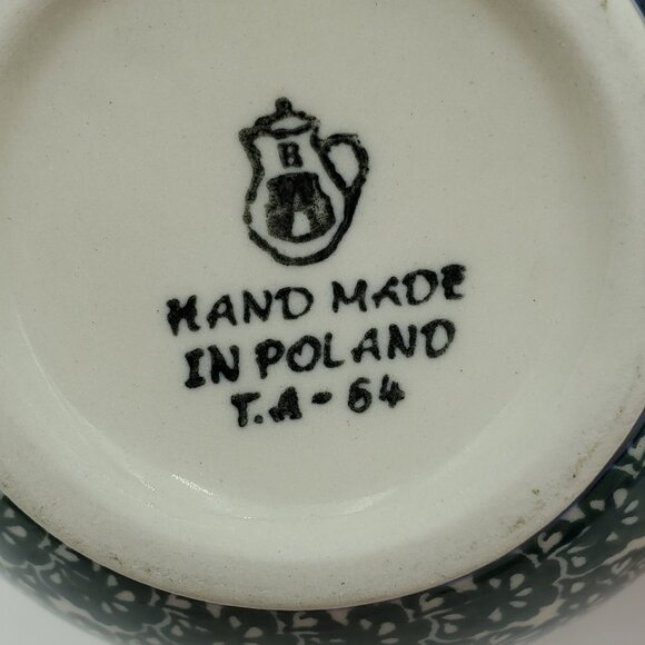 Polish Pottery Burgundy Berry Bubble Mug Purple Red Berries Green Accents - Picture 9 of 9